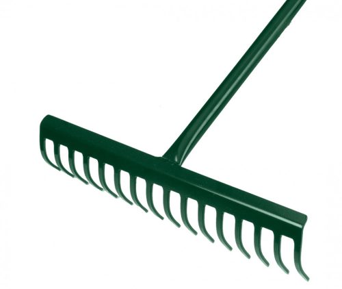 Gereblye, 16 fogú, gumírozott ergonómikus gumírozott fém nyéllel