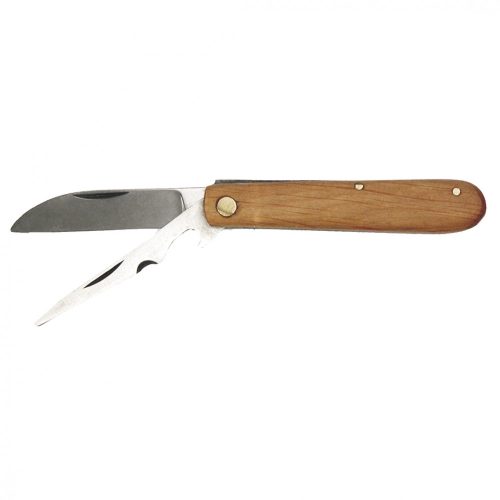 Összecsukható kés retesszel, teljes 170mm, fa markolat, két részes