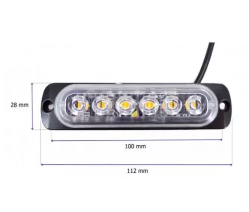 18042 6LED-es stroboszkóp sárga - E jel - 12-24V W13891-1