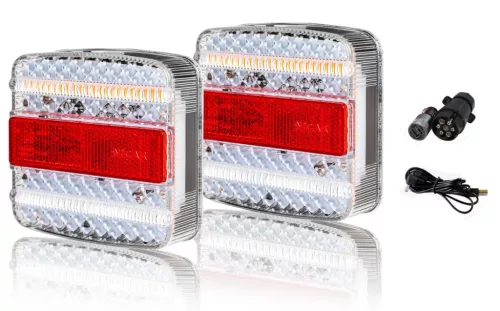 E-jeles LED utánfutó hátsó lámpa szett – 7 pólusú csatlakozóval, komplett világítás 12/24V
