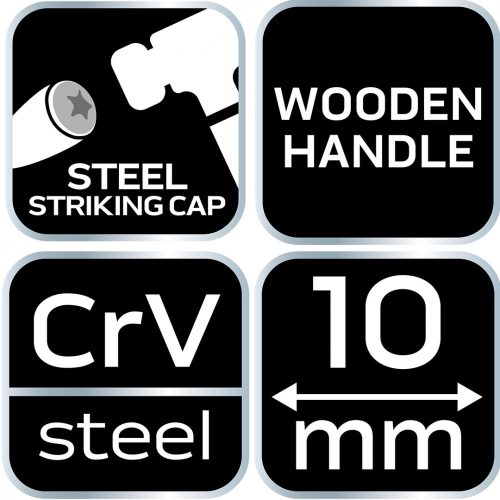 Favéső 10 mm, crv, fa nyéllel