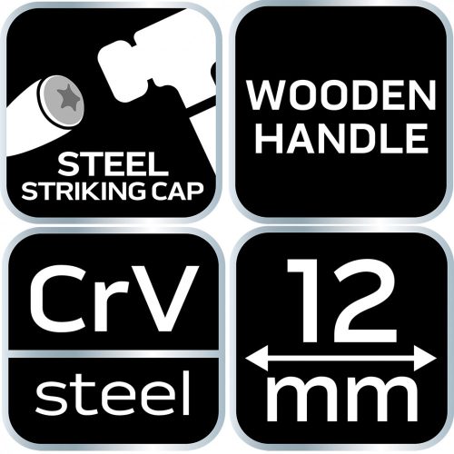 Favéső 12 mm, crv, fa nyéllel