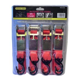 Racsnis rögzítőheveder, 4,5 m x 25 mm, fém kampóval