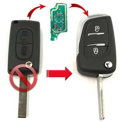 Citroen, 2 gombos bicskakulcs átalakító. Elemtartós, VA2