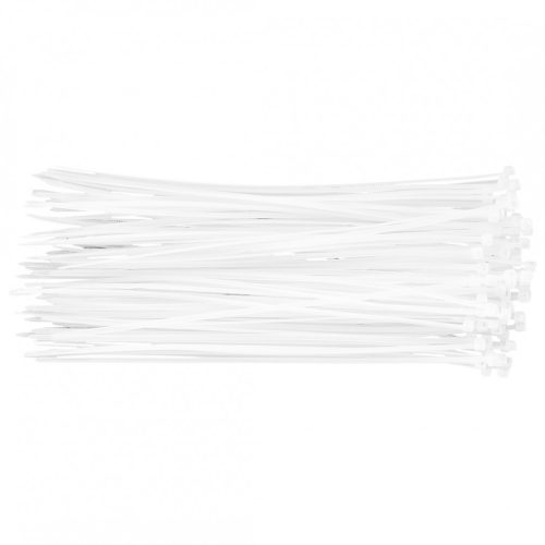 Kábelkötegelő, gyorskötöző, 2,5mm x 200mm, fehér, 100db