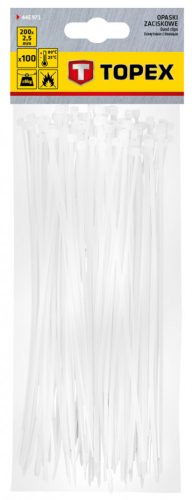 Kábelkötegelő, gyorskötöző, 2,5mm x 200mm, fehér, 100db