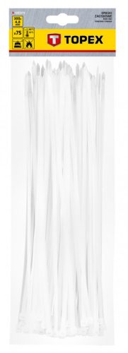 Kábelkötegelő, gyorskötöző, 4,8mm x 300mm, fehér, 75db