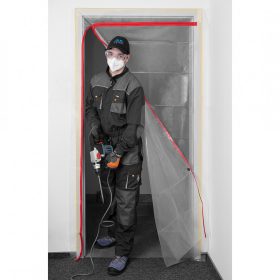   Porvédő függöny fólia ajtóra, "L" alakban záródó