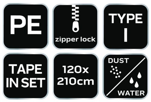 Porvédő függöny fólia ajtóra, "I" alakban záródó