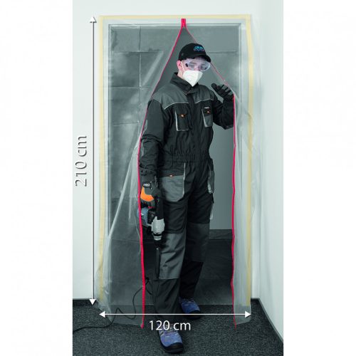 Porvédő függöny fólia ajtóra, "I" alakban záródó