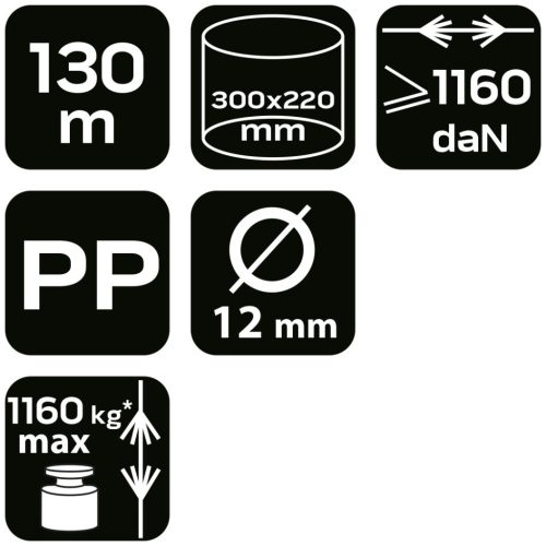 Kötél, fonatolt polipropilén 12mm/ 150m