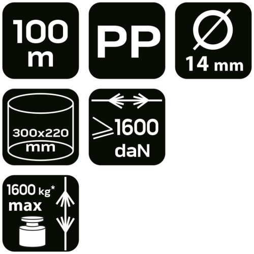 Kötél, fonatolt polipropilén 14mm/ 100m