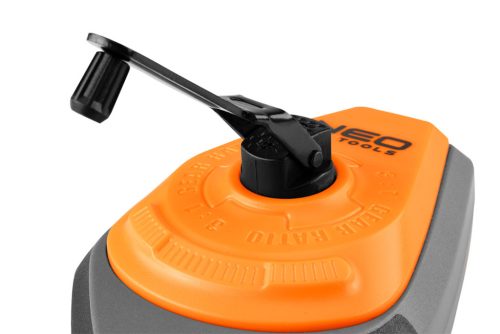 Kicsapózsinór + festék, műanyag házas, 30m, 1:3-as gyorsítóáttétel a zsinór visszatekeréshez, kék porfesték