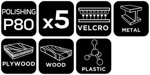 Csiszolópapír, tépőzáras, 113x113mm, P80, 8 lyukas, 04-623-hoz, 5db