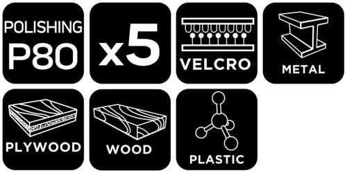 Csiszolópapír, tépőzáras, deltacsiszolóhoz,100x147mm, P80, 04-623-hoz, 9 lyukas, 5db