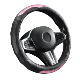   CARBON DESIGN Valódi bőr kormányvédő 38cm fekete-pink DW-5408P