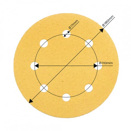 Tépőzáras csiszolópapír 180mm, k80, 5db, 8 lyukakkal csiszológéphez 59g263