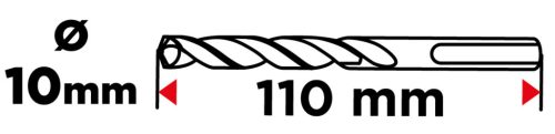 Betonfúró SDS PLUS 10x110mm, S4 type, 4 élű, vasbetonhoz