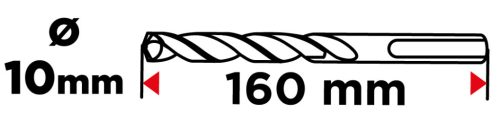 Betonfúró SDS PLUS 10x160mm, S4 type, 4 élű, vasbetonhoz