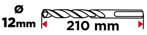 Betonfúró SDS PLUS 12x210mm, S4 type, 4 élű, vasbetonhoz