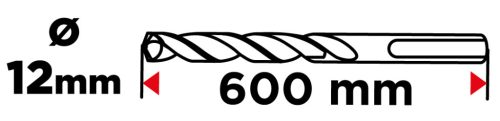 Betonfúró SDS PLUS 12x600mm, S4 type, 4 élű, vasbetonhoz
