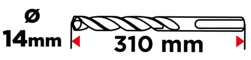 Betonfúró SDS PLUS 14x310mm, S4 type, 4 élű, vasbetonhoz