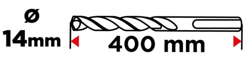 Betonfúró SDS PLUS 14x400mm, S4 type, 4 élű, vasbetonhoz