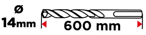 Betonfúró SDS PLUS 14x600mm, S4 type, 4 élű, vasbetonhoz