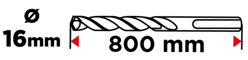 Betonfúró SDS PLUS 16x800mm, S4 type, 4 élű, vasbetonhoz