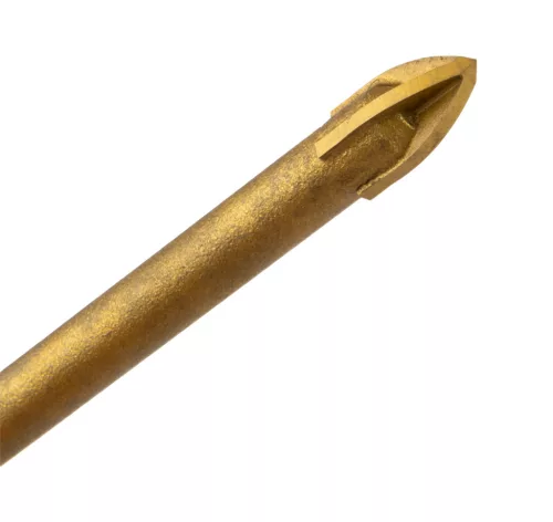 Univerzális, 4 élű üvegfúró, fa, műanyag, fém kőzetanyagok fúrásához, titánium bevonat, 4mm