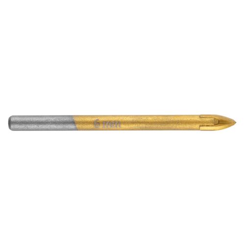 Univerzális, 4 élű üvegfúró, fa, műanyag, fém kőzetanyagok fúrásához, Titánium bevonat, 6mm