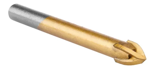 Univerzális, 4 élű üvegfúró, fa, műanyag, fém kőzetanyagok fúrásához, Titánium bevonat, 7mm