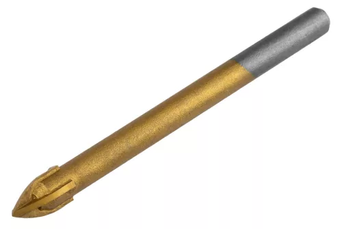 Univerzális, 4 élű üvegfúró, fa, műanyag, fém kőzetanyagok fúrásához, Titánium bevonat, 7mm