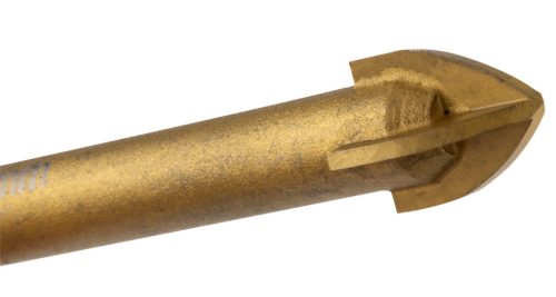 Univerzális, 4 élű üvegfúró, fa, műanyag, fém kőzetanyagok fúrásához, Titánium bevonat, 12mm