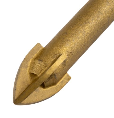 Univerzális, 4 élű üvegfúró, fa, műanyag, fém kőzetanyagok fúrásához, Titánium bevonat, 12mm