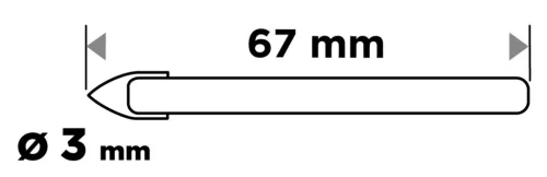 Üvegfúró, kerámia, kőzet, üveg fúráshoz, 3mm
