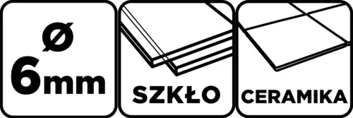 Üvegfúró, kerámia, kőzet, üveg fúráshoz, 6mm