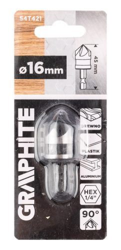 Süllyesztőfúró, csavarfejekhez, 1/4" hatszög szár, 16mm