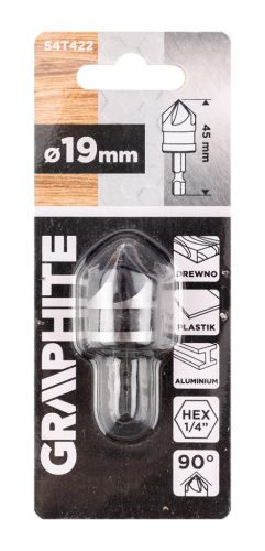 Süllyesztőfúró, csavarfejekhez, 1/4" hatszög szár, 19mm