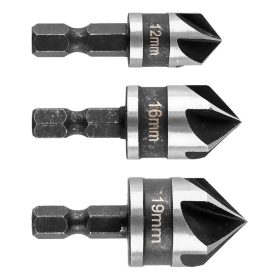   Süllyesztőfúró készlet, csavarfejekhez, 1/4" hatszög szár, 12, 16, 19mm, 3db