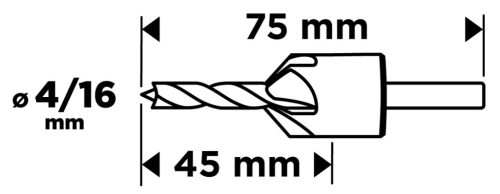 Süllyesztő és előfúró fához, 4/16mm
