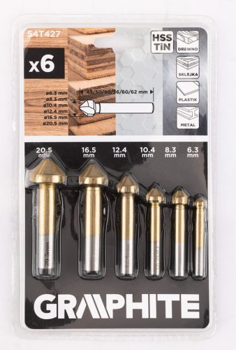 Süllyesztőfúró készlet, Titán bevonattal, 6.3-20.5mm, 6db