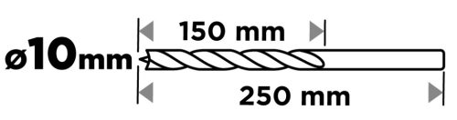 Fafúró, hosszú, 10x250mm