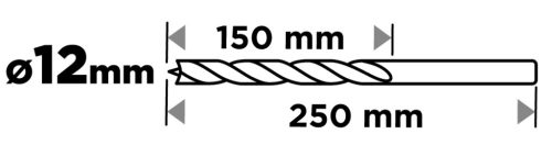 Fafúró, hosszú, 12x250mm