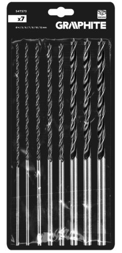 Fafúró készlet, 4-12mmx300mm, 7db