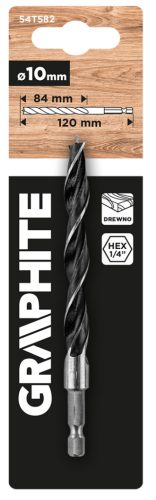 Fafúró, 1/4" hatszög szárral, 10mm, min. rendelés: 3db