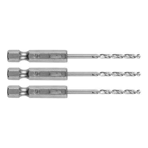 Csigafúró, 1/4" hatszög szárral, HSS DIN 338, 2mm, 3db/cs
