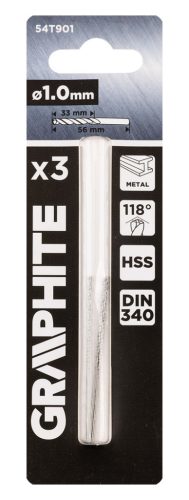 Csigafúró HSS, hosszú, DIN340, 1mm, 3db