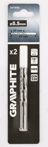 Csigafúró HSS, DIN338, 5.5mm, 2db