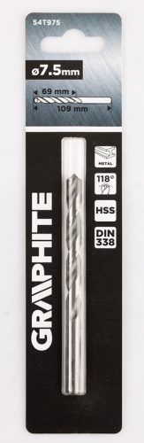 Csigafúró HSS, DIN338, 7.5mm